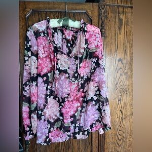 H & M sheer floral long sleeve blouse NWT large